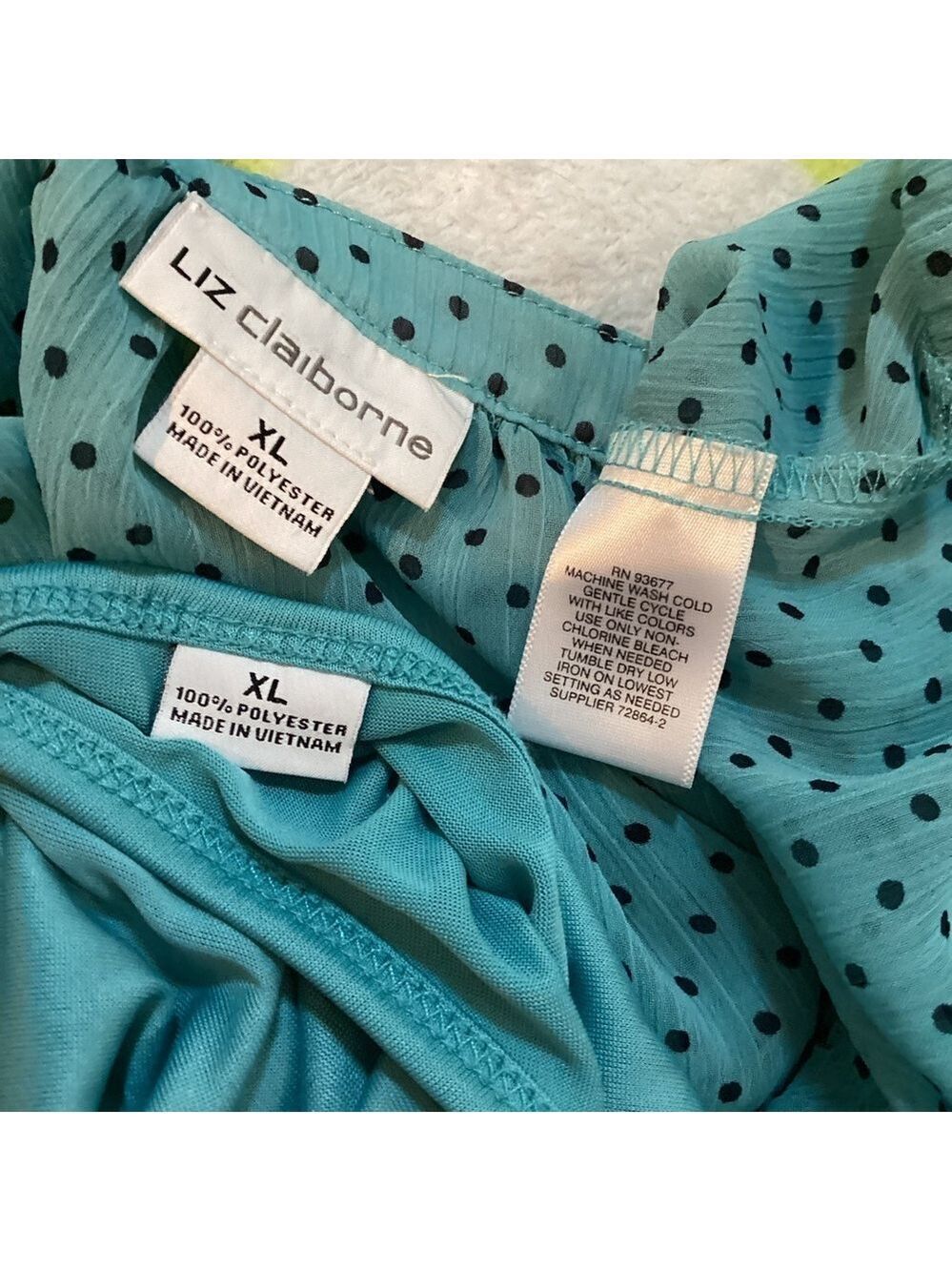 Liz Claiborne Woman’s XL blouse with matching cami tealish green with bl… - Picture 12 of 15